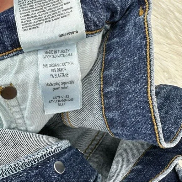 Agolde Women’s Blue‎ Riley Button-Fly Straight Leg Designer Jeans W32-34/L26